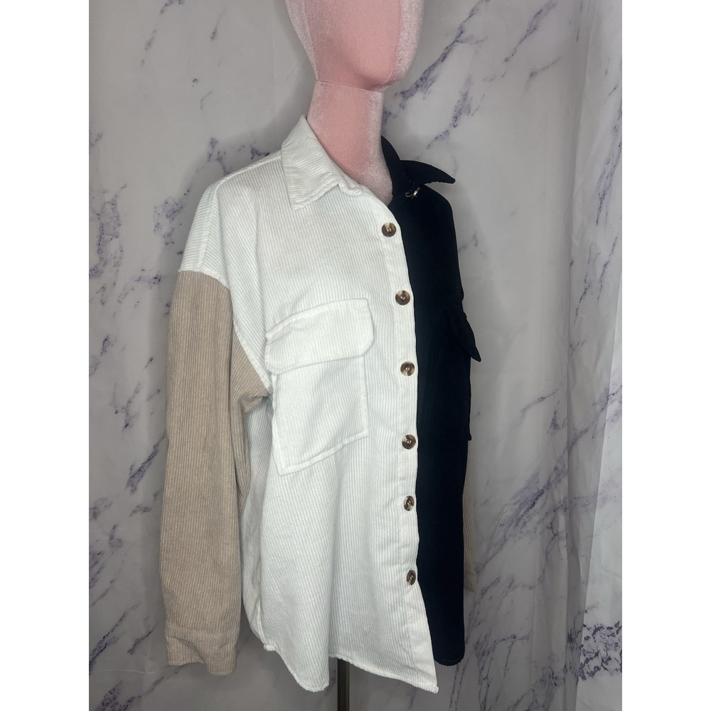 Color Block Long Sleeve Button Down Size Large